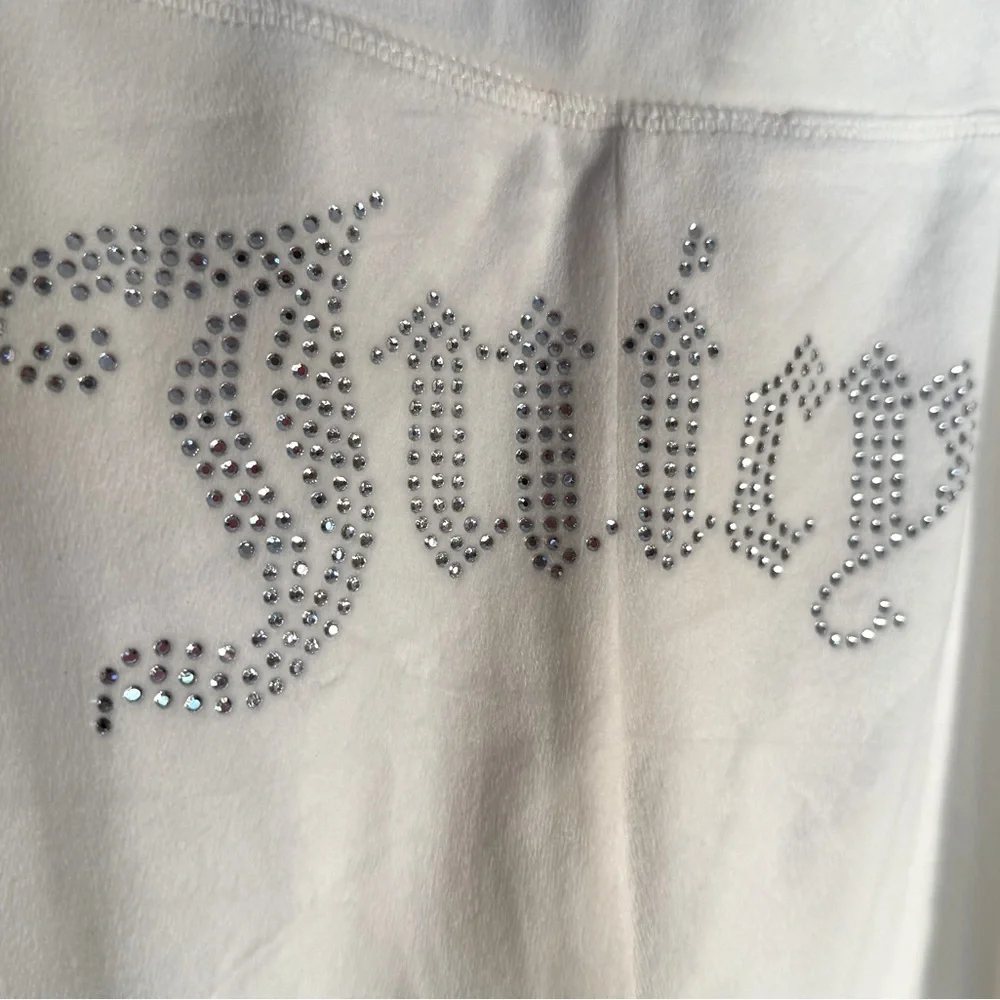 Juicy Couture NWT Sz L White Cream Velour Zipper Hoodie & Shorts Set (0664) - Picture 7 of 7
